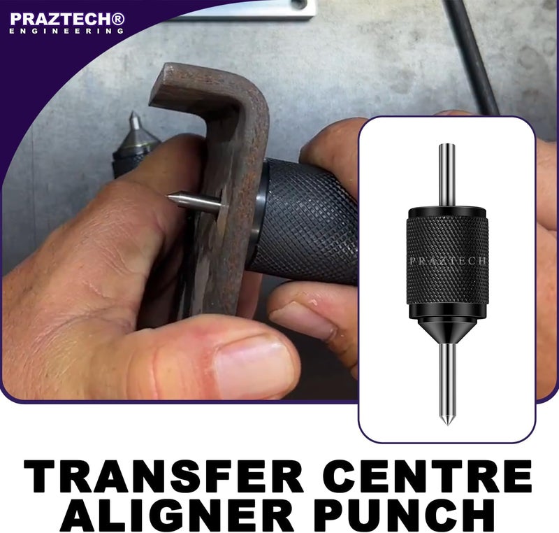 PRAZTECH ® Universal Transfer Centre Aligner Center Punch - Hardened Pin (Set of 2) | EASY transfer center holes accurately | DIY Workshop Garage Hand Tool - Image 3